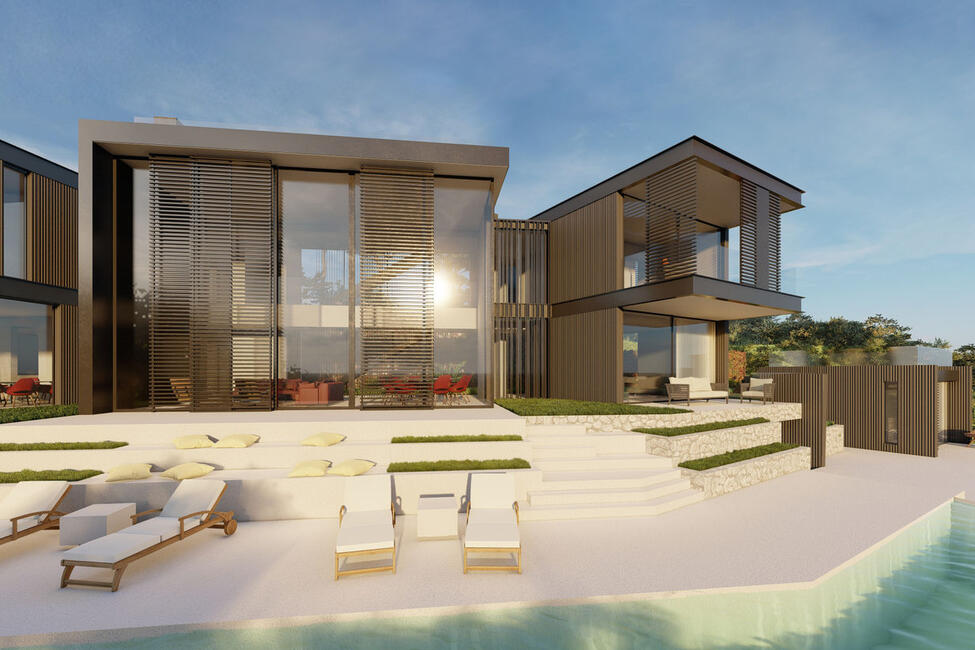 Villa única de nueva construcción con piscina y vistas al mar en Paguera