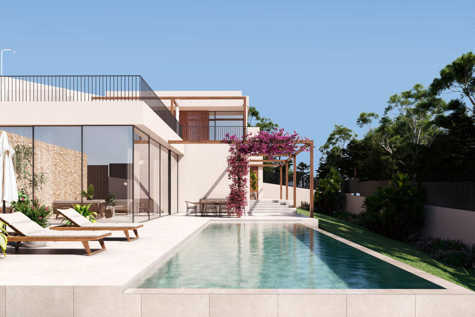 Exklusive Neubau-Villa mit Pool und Blick ins Grüne in Génova, Palma