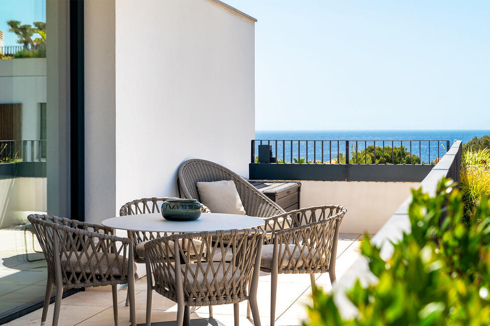 Beeindruckendes Meerblick-Penthouse mit einzigartiger Dachterrasse mit privatem Pool in Nova Santa Ponsa