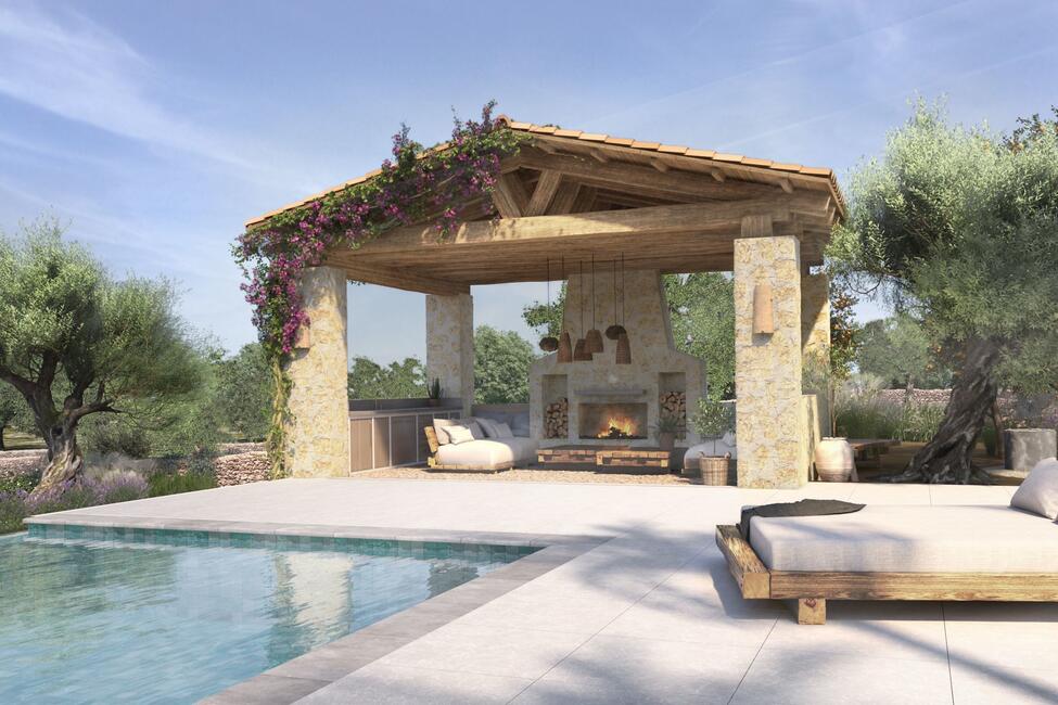 Unique new construction finca with pool and sensational mountain views in Llubi