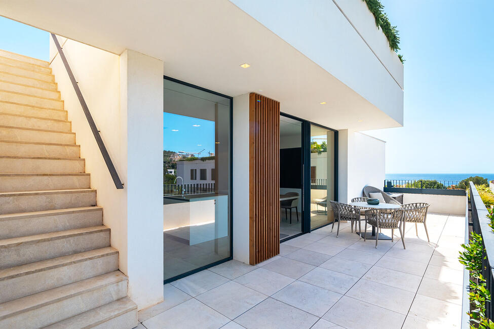 Beeindruckendes Meerblick-Penthouse mit einzigartiger Dachterrasse mit privatem Pool in Nova Santa Ponsa