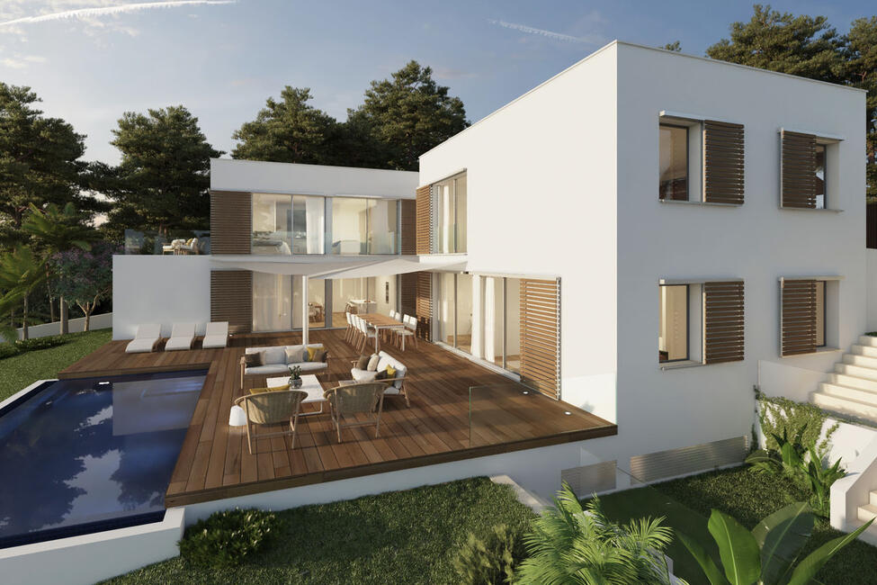 New construction villa with pool in 2nd sea line in Cala Provensals