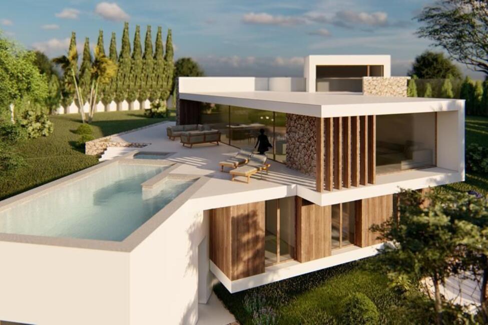 Villa de lujo de nueva construcción con vistas parciales al mar en Bendinat