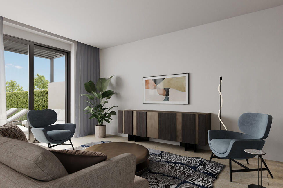 Elegante Neubau-Doppelhaushälfte mit Pool und gepflegtem Garten in Puig de Ros