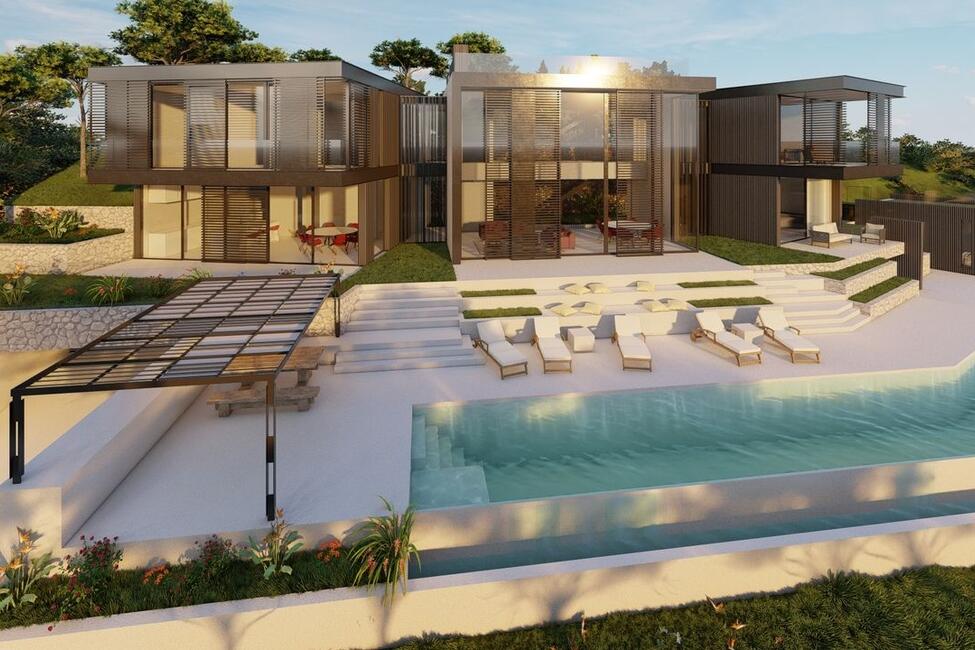 Villa única de nueva construcción con piscina y vistas al mar en Paguera