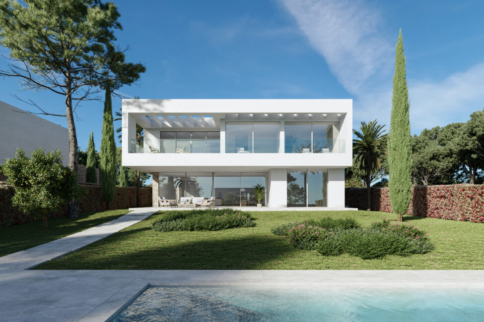 Moderna villa de nueva Villa con piscina y vistas al mar en Sol de Mallorca