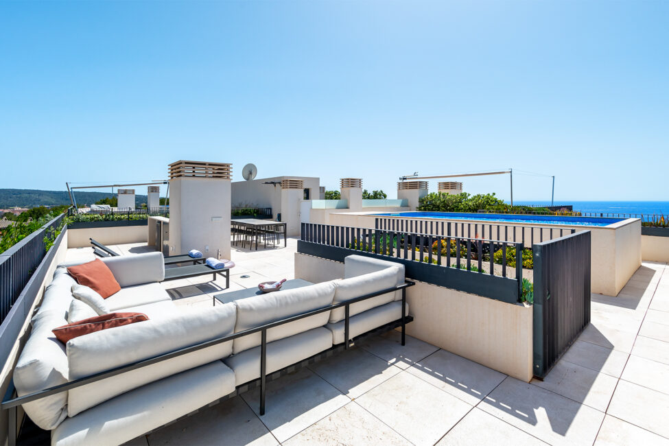 Beeindruckendes Meerblick-Penthouse mit einzigartiger Dachterrasse mit privatem Pool in Nova Santa Ponsa